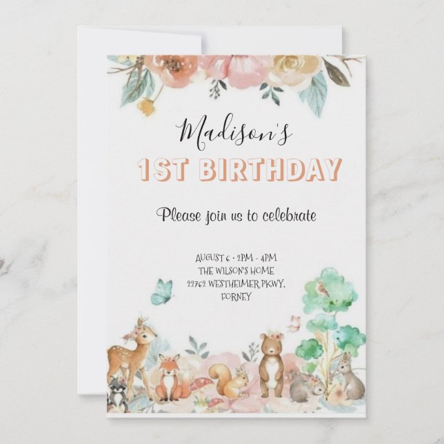 Cute Pink Bow Coquette first birthday Invitation (Front)