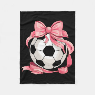 Cute Pink Bow Coquette Ll Soccer Girl Aesthetic Pl Fleece Blanket