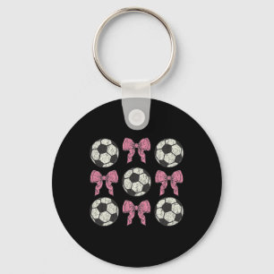 Cute Pink Bow Coquette Ll Soccer Girls Aesthetic P Key Ring