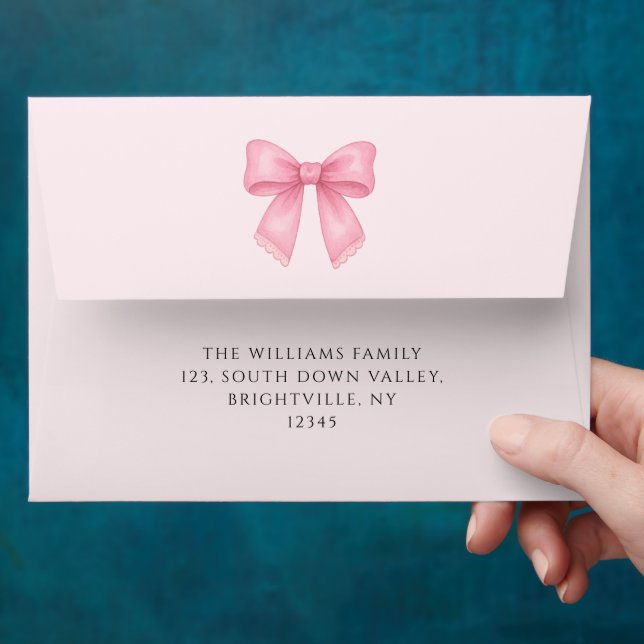 Cute Pink Bow Coquette Mailing Envelope (Hand)