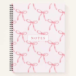 Cute Pink Bow Custom Name Spiral Notebook