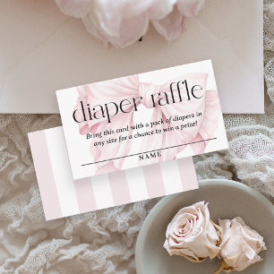 Cute Pink Bow Diaper Raffle Baby Shower Enclosure Card