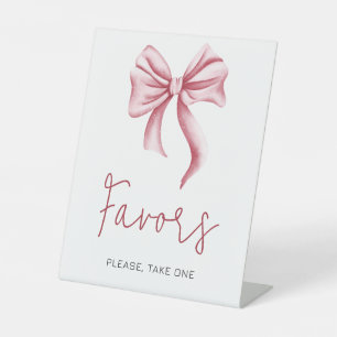 Cute Pink Bow Favor Gifts Pedestal Sign