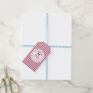 Cute Pink Bow First Birthday Gift Tags