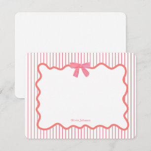 Cute pink bow frame girls thank you card