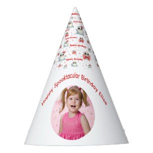 Cute Pink Bow Ghost Girl Photo Birthday Halloween Party Hat