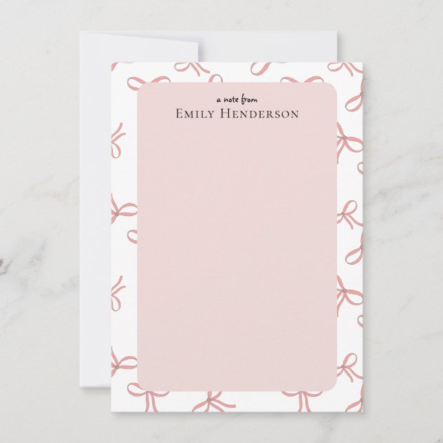 Cute Pink Bow Girly Coquette Frame  Card (Front)