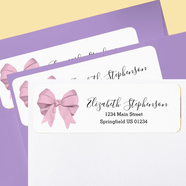 Cute Pink Bow Girly Return Address Label (Creator Uploaded)