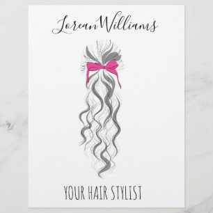 Cute Pink Bow Grey and White Braider Hair Styling  Flyer