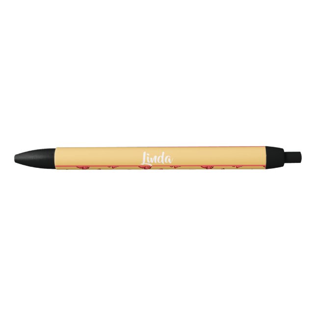 Cute pink bow knot pattern black ink pen (Front)