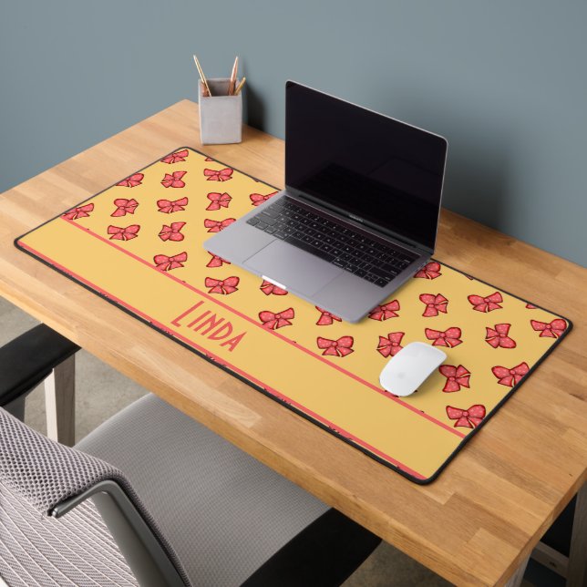 Cute pink bow knot pattern desk mat (Office 2)