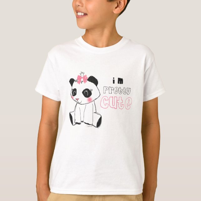 Cute pink Bow Panda Bear T-Shirt (Front)