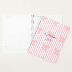 Cute Pink Bow Planner   Pretty Girly Daily Planner