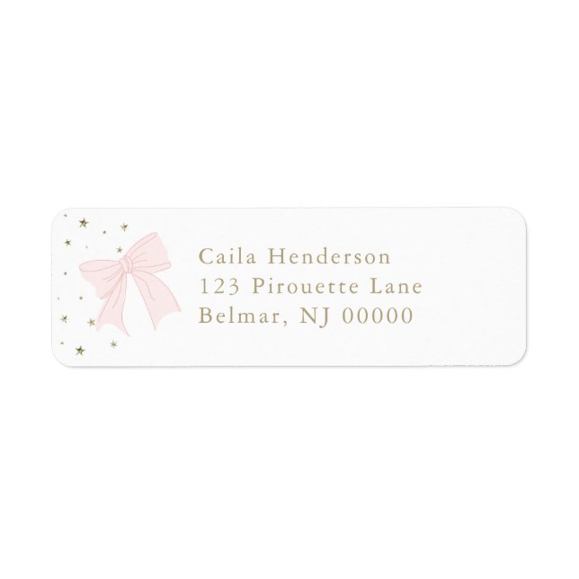 Cute Pink Bow Return Address Label (Front)