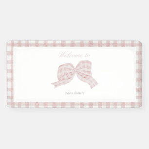Cute pink bow ribbon baby shower  banner