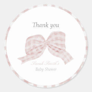 Cute pink bow ribbon baby shower  classic round sticker