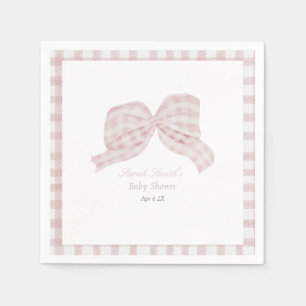 Cute pink bow ribbon baby shower napkin