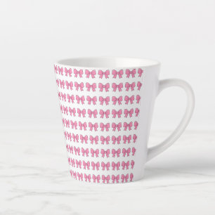 Cute Pink Bow Ribbon Design – Girly Kawaii Bow Latte Mug