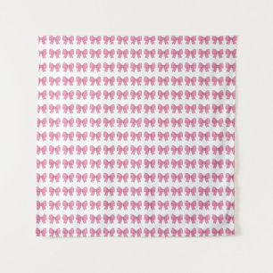 Cute Pink Bow Ribbon Design – Girly Kawaii Bow Tapestry