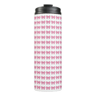 Cute Pink Bow Ribbon Design – Girly Kawaii Bow Thermal Tumbler