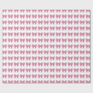 Cute Pink Bow Ribbon Design – Girly Kawaii Bow Wrapping Paper