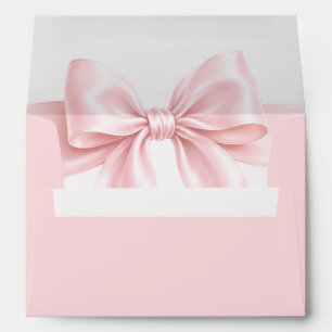 Cute Pink Bow Ribbon Girl Baby Shower Envelope