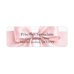 Cute Pink Bow Ribbon Girl Baby Shower Return Address Label