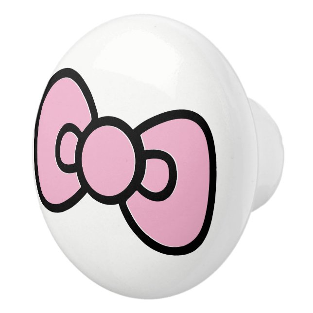 Cute Pink Bow Whimsical  Ceramic Knob (Right)