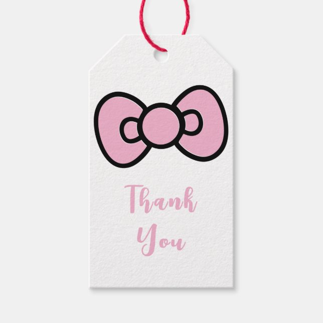 Cute Pink Bow Whimsical  Gift Tags (Front)