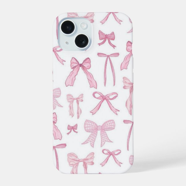 Cute Pink Bows Aesthetic Phone Case (Back)