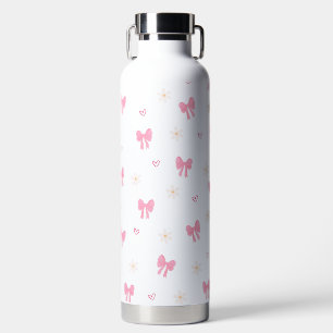 Cute Pink Bows Aesthetic Water Bottle