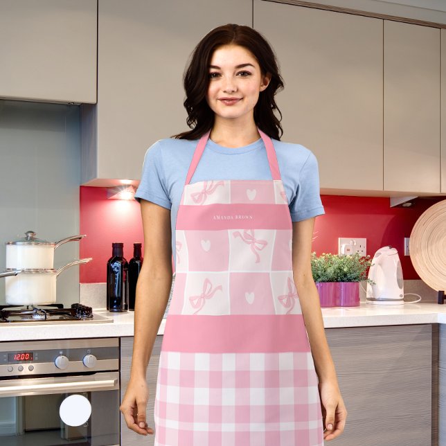 Cute Pink Bows and Coquette Grace Trendy Apron (Creator Uploaded)