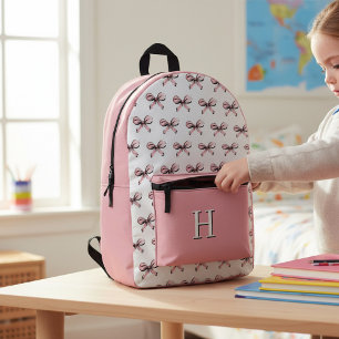 Cute Pink Bows Backpack with Monogram