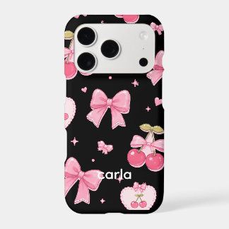 Cute Pink Bows & Cherries Phone Case | Kawaii Coqu