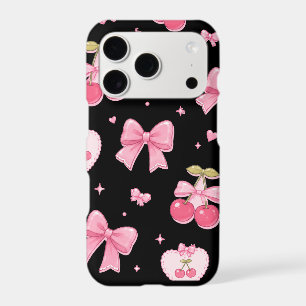 Cute Pink Bows & Cherries Phone Case Kawaii Coqu