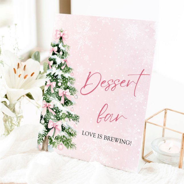Cute Pink Bows Christmas Tree Dessert Bar Sign (Cute Pink Bows Christmas Tree Dessert Bar Sign)