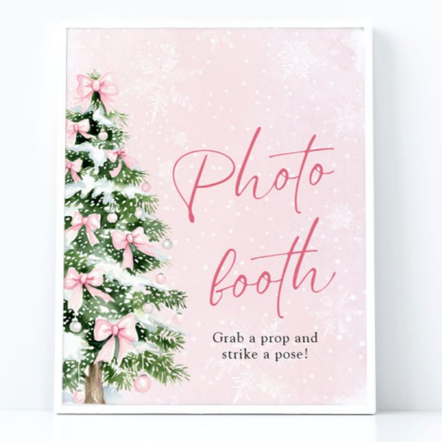 Cute Pink Bows Christmas Tree Photo Booth Sign (Cute Pink Bows Christmas Tree Photo Booth Sign)