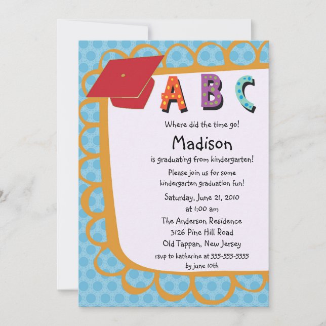 CUTE Pink Boys Kindergarten Graduation Invitation (Front)