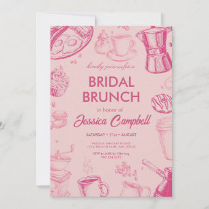Cute Pink Bridal Brunch With Bride Bridal Shower Invitation