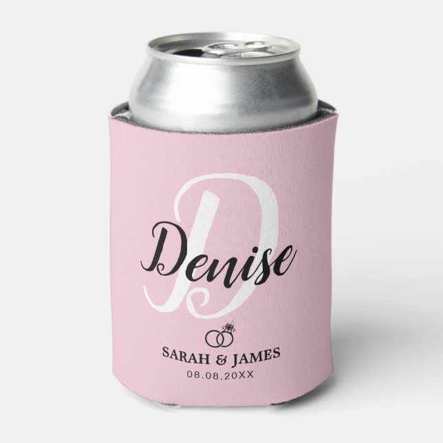 Cute Pink Bridesmaid Gift Can Cooler (Can Front)