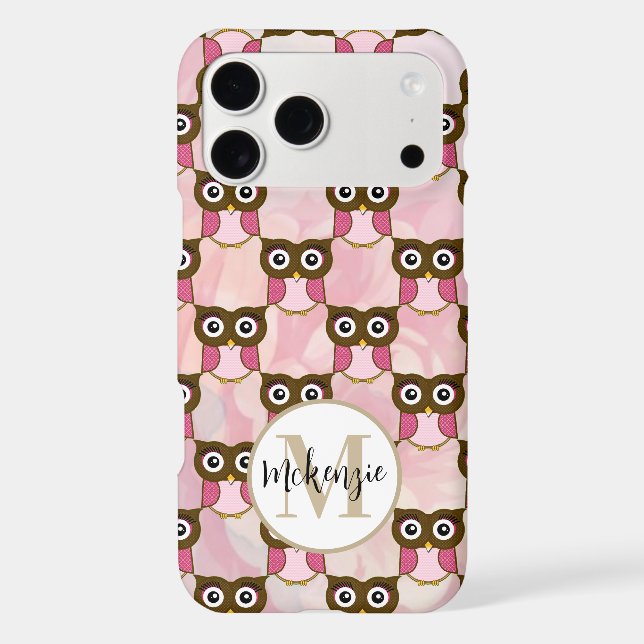 Cute Pink & Brown Owl Pattern Choose Colour (Back)