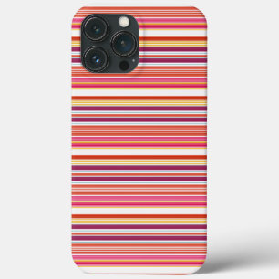 Cute pink brown stripes iPhone 13 pro max case