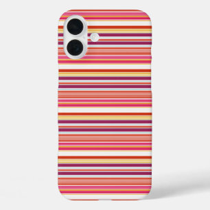 Cute pink brown stripes iPhone 16 plus case