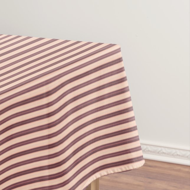 Cute pink brown stripes tablecloth (In Situ)