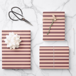 Cute pink brown stripes wrapping paper sheet