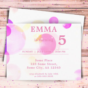 Cute Pink Bubbles Kids Birthday Party Invitation Postcard