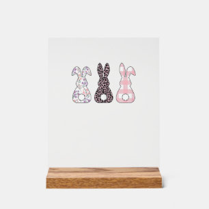 Cute Pink Bunnies Happy Easter Bunny Women Girls T Acrylic Sign
