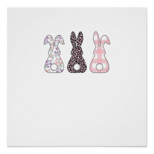 Cute Pink Bunnies Happy Easter Bunny Women Girls T Poster