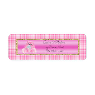 Cute Pink Bunny Baby Shower Return Address Label