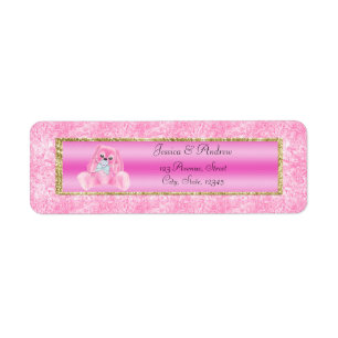 Cute Pink Bunny Baby Shower Return Address Label